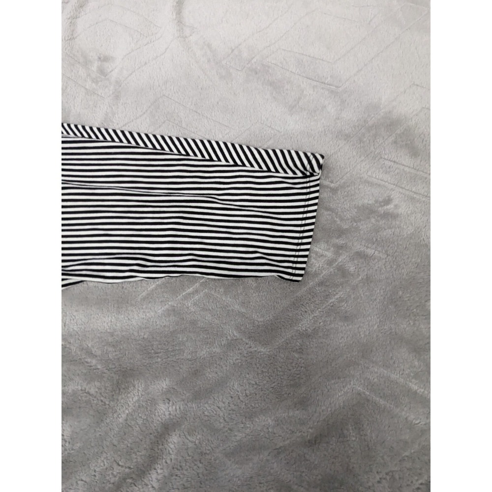 Chico's Striped Knit Top Size 3 XL Black White 3/4 Sleeve High-Low Hem - Picture 8 of 12